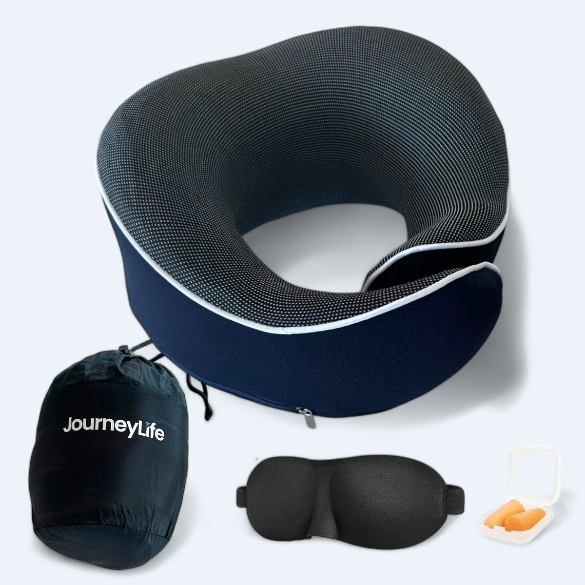 Journeylife Rejse nakkepude med velcro luk - Blå Journeylife Rejse nakkepude med velcro luk - Blå