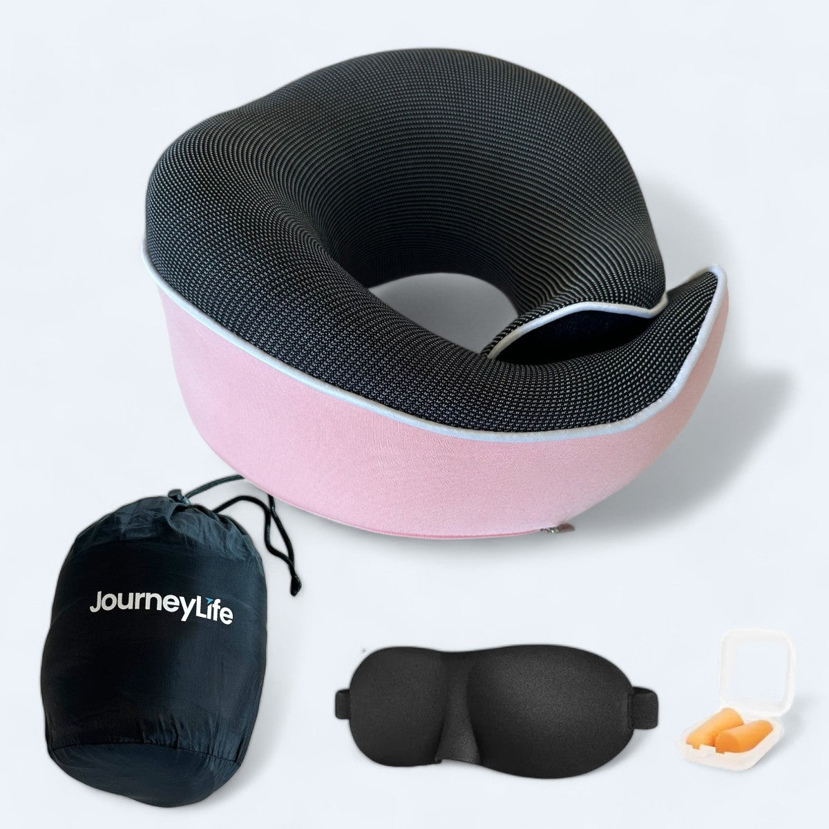 Journeylife Rejse nakkepude med velcro luk - Lyserød Journeylife Rejse nakkepude med velcro luk - Lyserød